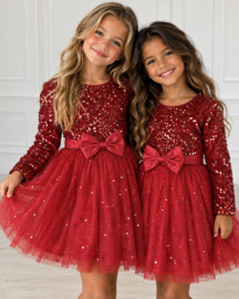 Shimmer Bow Dress - rood