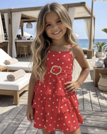 Elegant Dot Layer Dress - rood