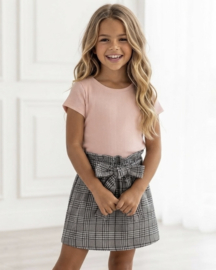 Rib Check Bow dress - roze