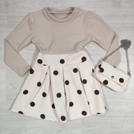 Polka Dot Chic Dress & Bag -beige