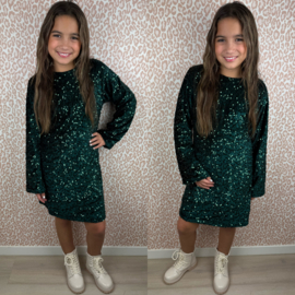 Green paillet & bow dress