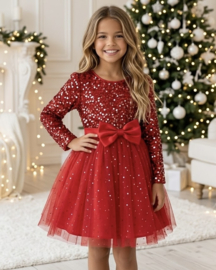 Shimmer Bow Dress - rood