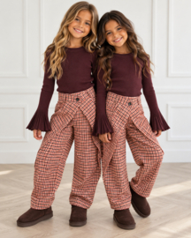 Checkered twist pants - terracotta
