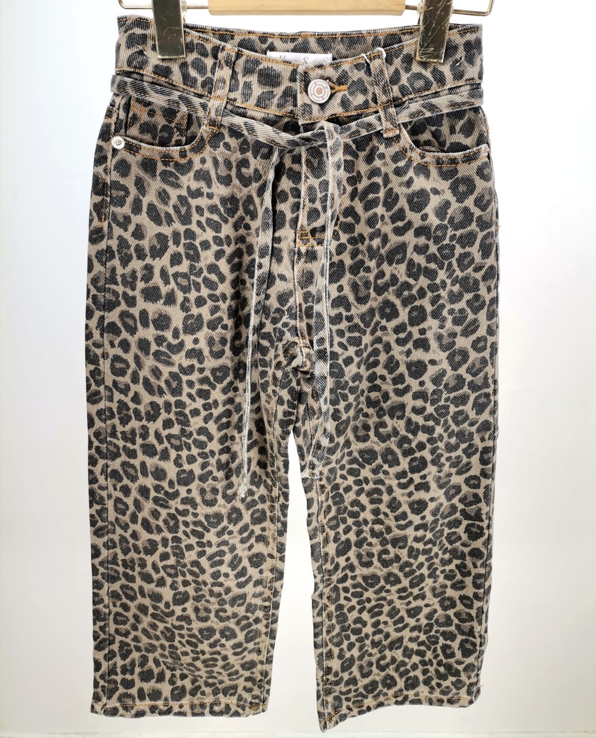 Green leopard jeans