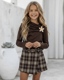 Bloom Plaid Skort Set - bruin 