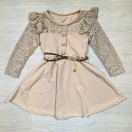 Beige laced sleeves dress