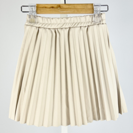 Pleated leather skirt - beige