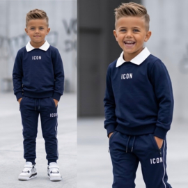 Icon Collar Tracksuit - navy