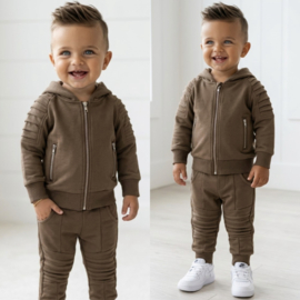 Little biker boy set - choco (verzenddatum 9 okt)