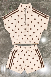 Polka sporty chic set - bruin/beige