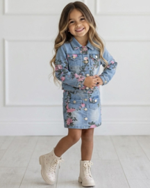 Denim skirt & Flower set