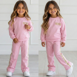 Uni Stripe hearts only soho set - roze 2.0