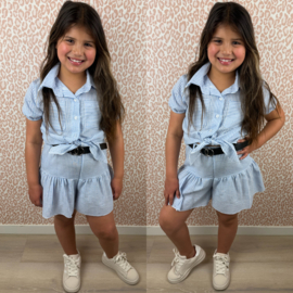 Glitter striped skort set - blauw