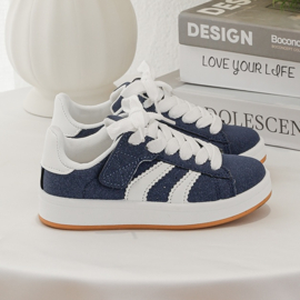 Striped fashion sneakers (met klittenband) - blauw