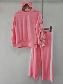 Bow velvet set - roze - verzenddatum 9 okt