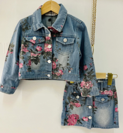Denim skirt & Flower set