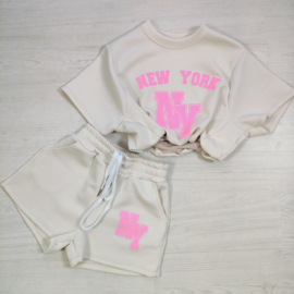 Pink Urban NY Crop Set - beige