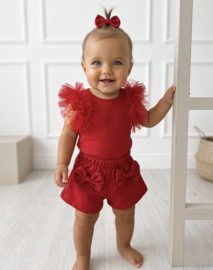 A bow & tule baby set - rood