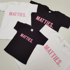 Matties. Pink Shortsleeves - Twinning (gepersonaliseerd)