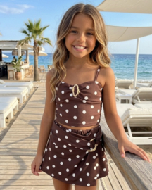 Polka Dot Luxe Skort Set - bruin