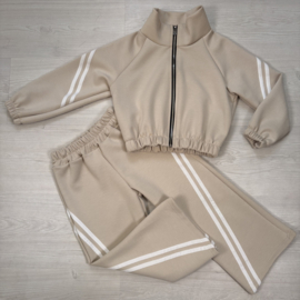 Sporty Stripe Lounge Set - beige