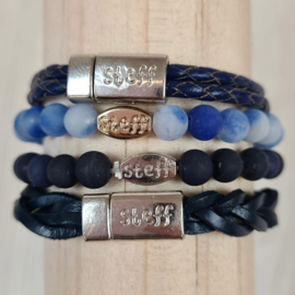 Leather & Stone bracelet - Blue
