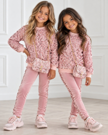 Twinkle velvet set + bag - lichtroze
