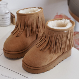 Camel fringe winter boots