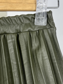 Pleated leather skirt - legergroen