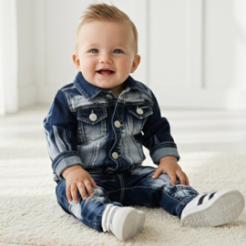 Bleached denim boys set - blue