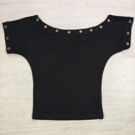 Glam Stud Off Shoulder Top - zwart