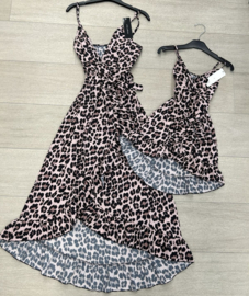 Spaghetti leopard dress pink - Mommy & me