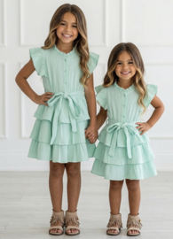 Sweet Ruffle Tie Dress - mint of zalm