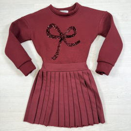 Pleated School Skirt - bordeaux
