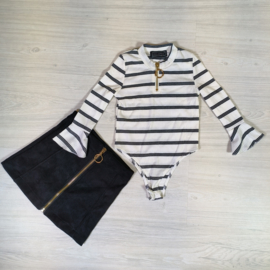 Striped body & Black skirt set - Vanaf 86/92