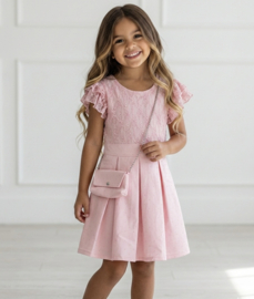 Glitter Bloom Party Dress- roze