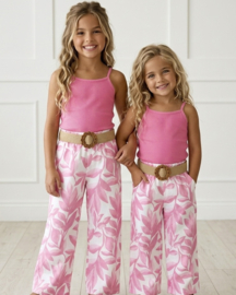 Tropical Leaf Belted Set - roze