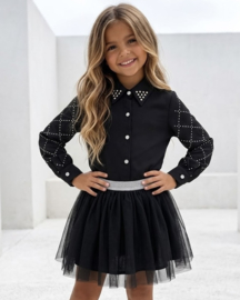 Diamond Check Blouse - zwart 