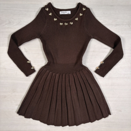 Golden Hearts Knit Dress - bruin
