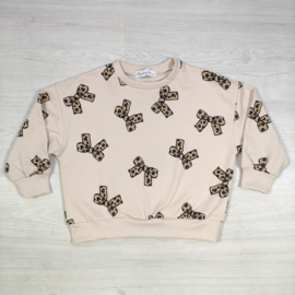 Leopard Little Bow Sweater - beige