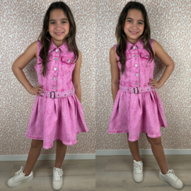 The denim shortsleeves dress - roze