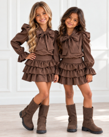 Elegant Bow Ruffle Set - bruin