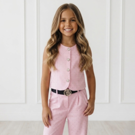 Heart Sparkle Wide Leg Set - roze