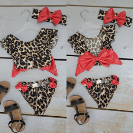 Leopard & bow bikini - rood