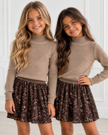 Velvet Sequin Party Skirt - bruin
