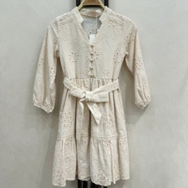 Broderie Bow Dress - Beige