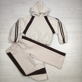 Retro Stripe Flare Set - beige