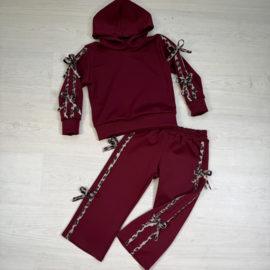 Girly Leopard Bow Set - bordeaux