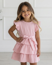 Ruffle Layer Mousseline Dress - roze (verzenddatum 19 jun)