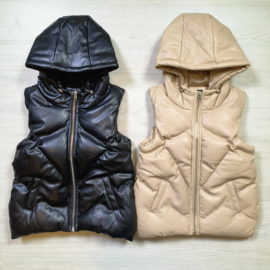 Long leather bodywarmer